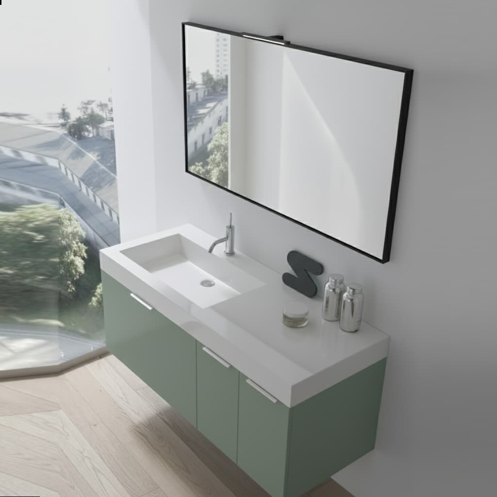 Mobile bagno con piano lavabo integrato da 120 cm