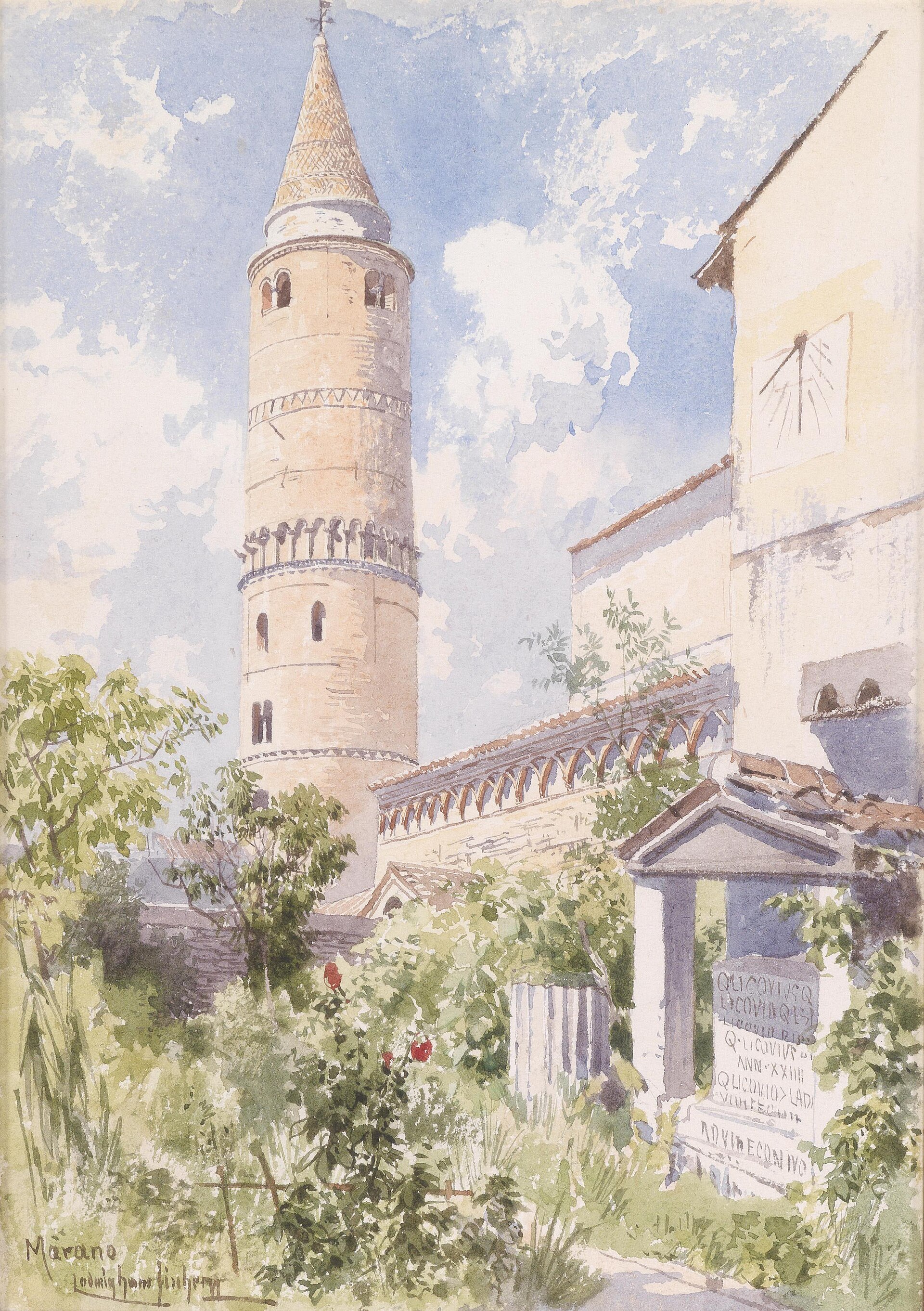 Veduta storica di Caorle in un dipinto ottocentesco di Ludwig Hans Fischer